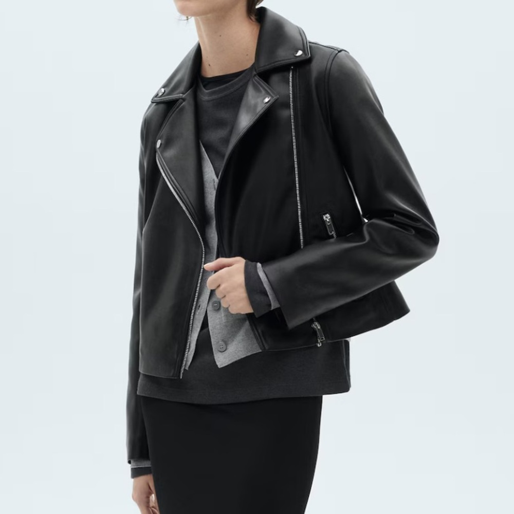 Mango Leather-Effect Biker Jacket